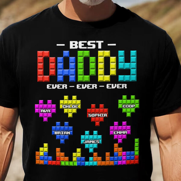 Best Dad Ever Block Puzzle - Personalized Shirt - Image 2