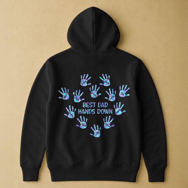 Best Dad Hands Down - Personalized Back Printed Shirt - Image 5