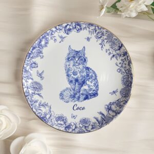 Cat Lover Toile De Jouy Style - Personalized Jewelry Dish