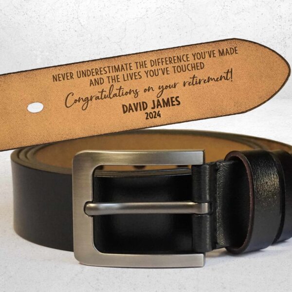 Congratulation For Your Retirement - Personalized Engraved Leather Belt - Image 2