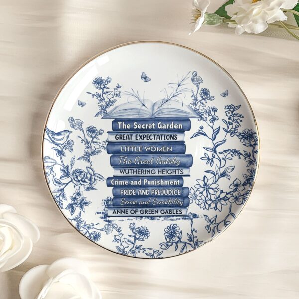 Custom Bookshelf Chinoiserie Toile De Jouy - Personalized Jewelry Dish - Image 2
