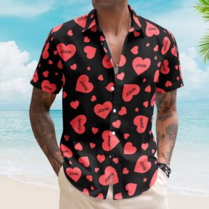 Custom Heart With Name Vintage Aloha Valentine's Day Gift - Custom Hawaiian Shirts