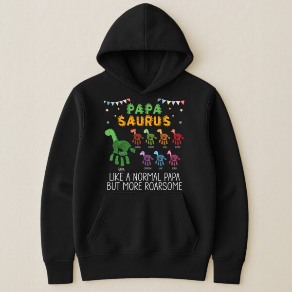 Daddy Saurus Like A Normal Daddy But More Roarsome Handprint - Personalized Shirt - Image 5