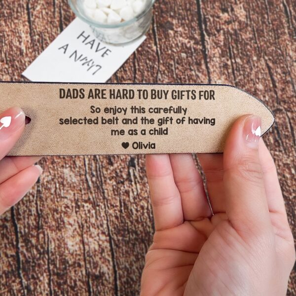 Dads Are Hard To Buy Gifts For Fun Dad Gift - Personalized Engraved Leather Belt - Image 2