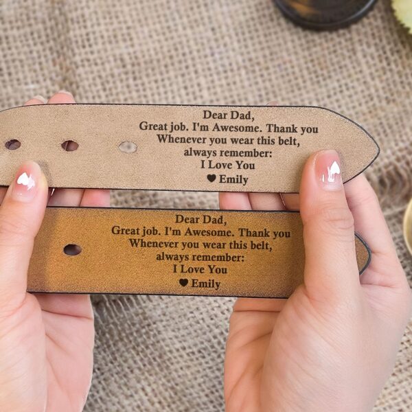 Dear Dad Great Job We're Awesome Thank You - Personalized Engraved Leather Belt - Image 6