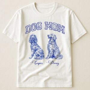 Dog Mom Toile De Jouy Chinoiserie Custom Dog Breeds - Personalized Shirt