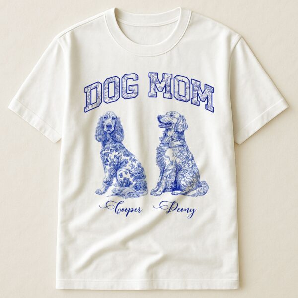 Dog Mom Toile De Jouy Chinoiserie Custom Dog Breeds - Personalized Shirt