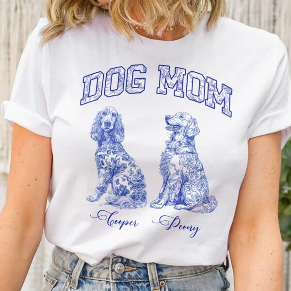 Dog Mom Toile De Jouy Chinoiserie Custom Dog Breeds - Personalized Shirt - Image 2
