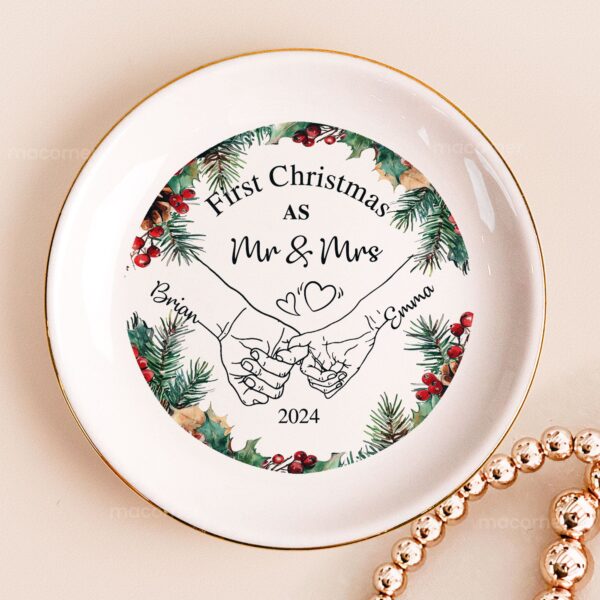 First Christmas As Mr & Mrs - Personalized Jewelry Dish - Image 2