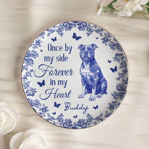 Forever In My Heart Memorial Dog Gift Toile De Jouy - Personalized Jewelry Dish - Image 2