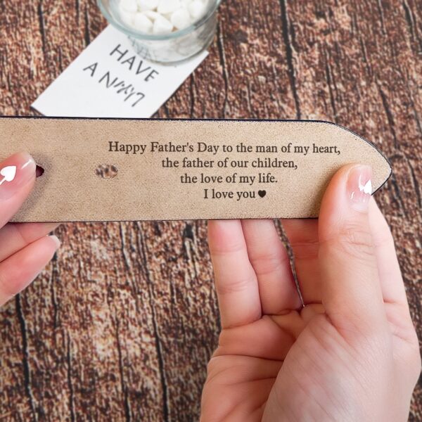 Happy Father's Day To The Man Of My Heart - Personalized Engraved Leather Belt - Image 4
