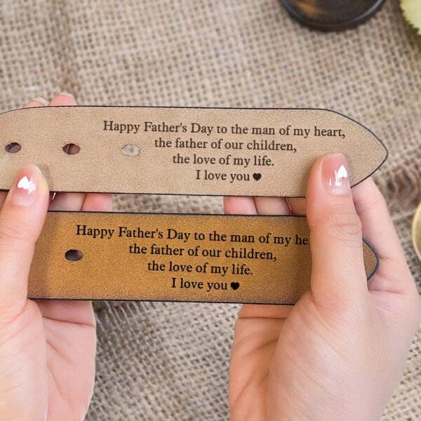 Happy Father's Day To The Man Of My Heart - Personalized Engraved Leather Belt - Image 5