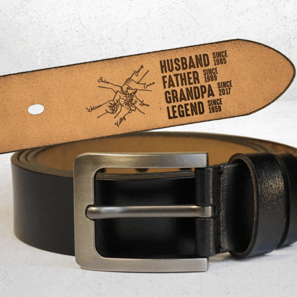 Husband Father Legend - Personalized Engraved Leather Belt - Image 2