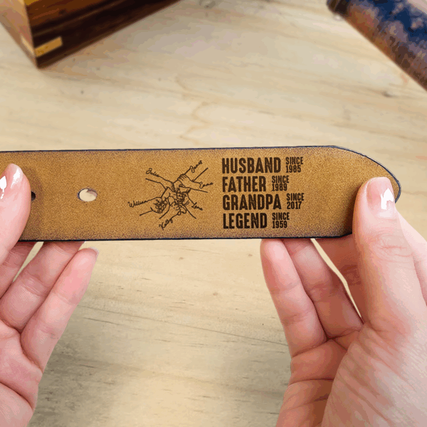 Husband Father Legend - Personalized Engraved Leather Belt - Image 3