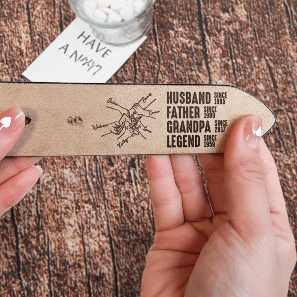 Husband Father Legend - Personalized Engraved Leather Belt - Image 4