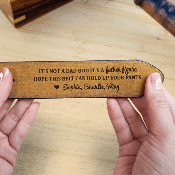 It's Not A Dad Bod It's A Father Figure - Personalized Engraved Leather Belt - Image 3