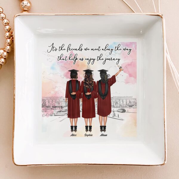 It's The Friends We Meet Along The Way - Personalized Jewelry Dish