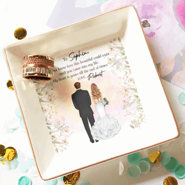My Heart Is Yours Till The End Of Times Bride Gift - Personalized Jewelry Dish - Image 3