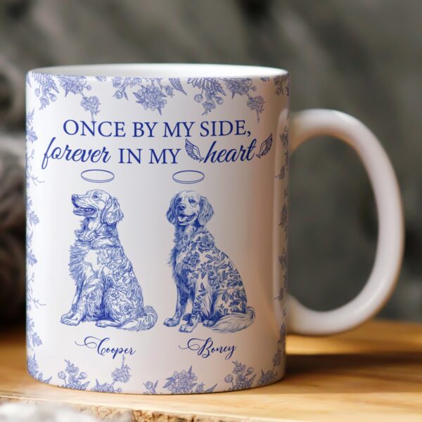 Once By My Side, Forever In My Heart Dog Memorial Toile De Jouy - Personalized Mug