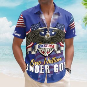 One Nation Under God Christian Patriot Day Hawaiian Shirt  - Custom Hawaiian Shirts