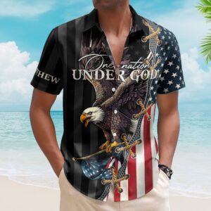 One Nation Under God Jesus Christian Patriot Day Hawaiian Shirt - Custom Hawaiian Shirts