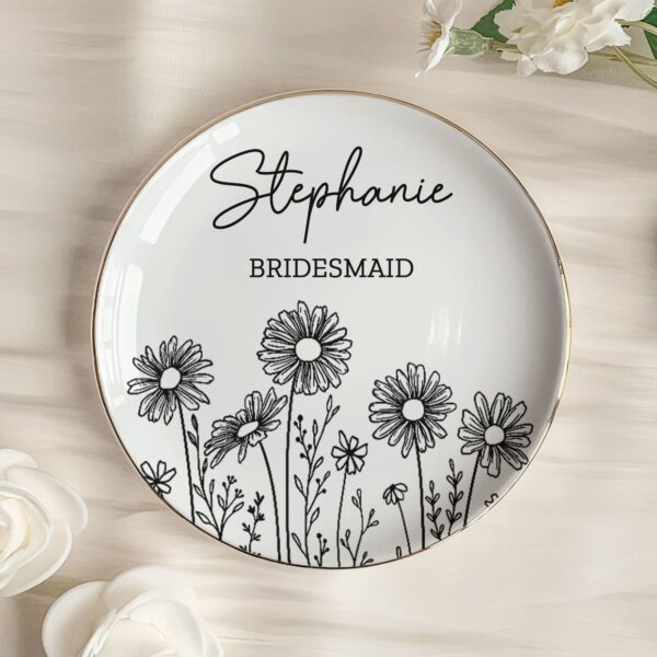 Perfect Bridesmaid Or Bestie Gift Custom Name Gift for Her - Personalized Jewelry Dish - Image 2