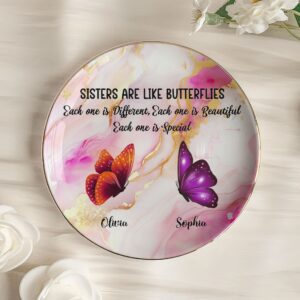 Sisters Are Like Butterflies Marble Version - Personalized Jewelry Dish