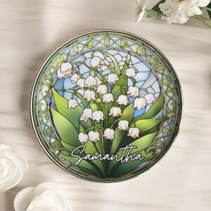 Stained Glass Style Custom Birth Month Flowers - Personalized Jewelry Dish