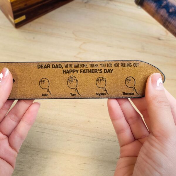 Thank You For Not Pulling Out - Personalized Engraved Leather Belt - Image 4