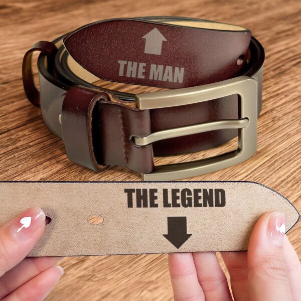 The Man The Legend Funny Gift For Husband BF - Engraved Leather Belt - Image 2