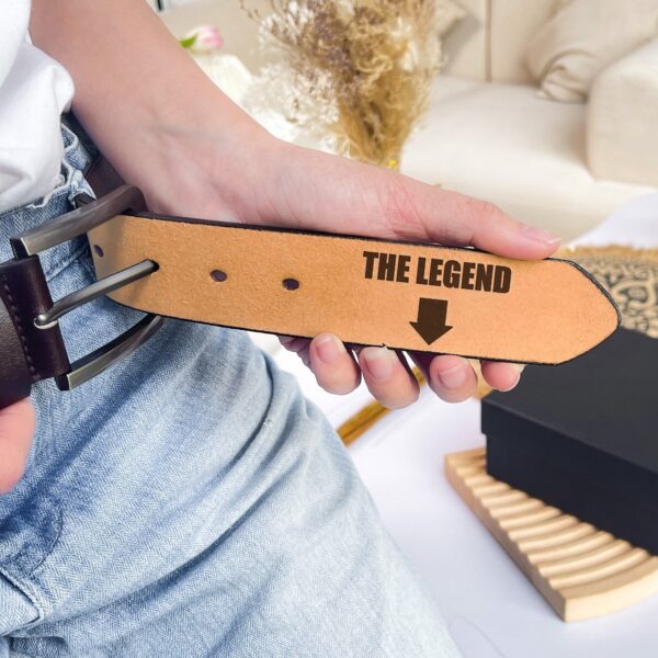 The Man The Legend Funny Gift For Husband BF - Engraved Leather Belt - Image 3