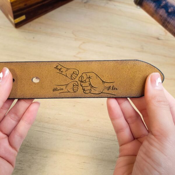 This Guy Is One Awesome Dad Fist Bumps - Personalized Engraved Leather Belt - Image 4