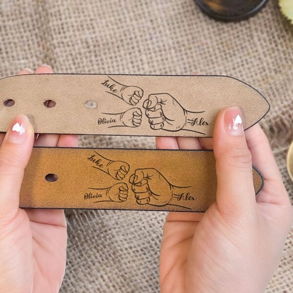 This Guy Is One Awesome Dad Fist Bumps - Personalized Engraved Leather Belt - Image 6
